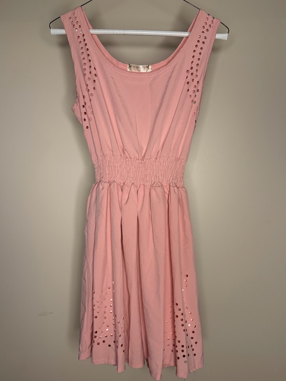 Sleeveless Pink Eyelet Waist Dress